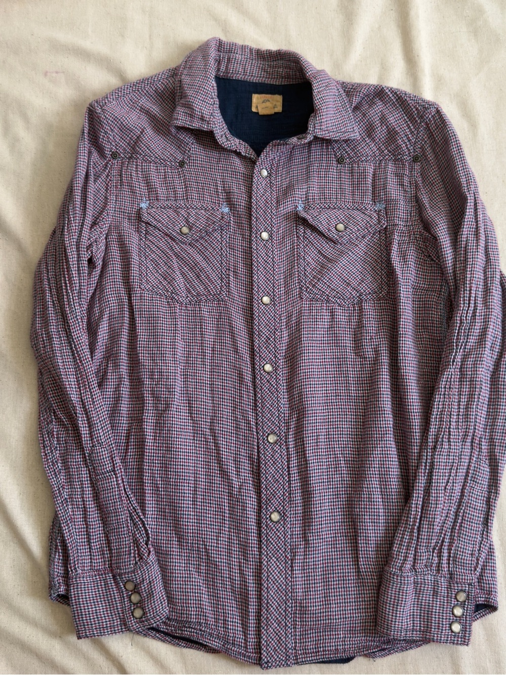 Men's Purple and Blue Micro-Check Button-Down Shirt